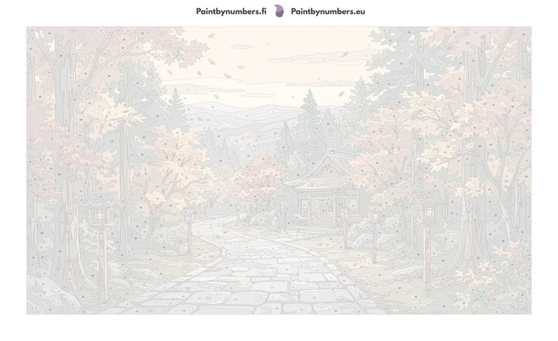 Numeroitu kangas - Japanese Temple Autumn Path 70x40cm