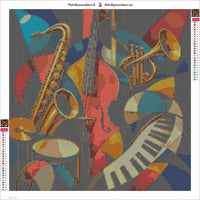 Thumbnail for Jazz Instruments timanttimaalauksen liimapintainen canvas 50x50cm