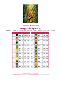 Thumbnail for Jungle Bengal Cat timanttimaalauksen värikartta – 26 DMC-väriä