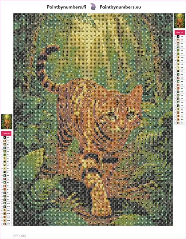 Jungle Bengal Cat timanttimaalauksen liimapintainen canvas 30x40cm