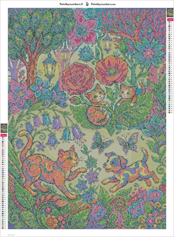 Jungle Friends timanttimaalauksen liimapintainen canvas 50x70cm