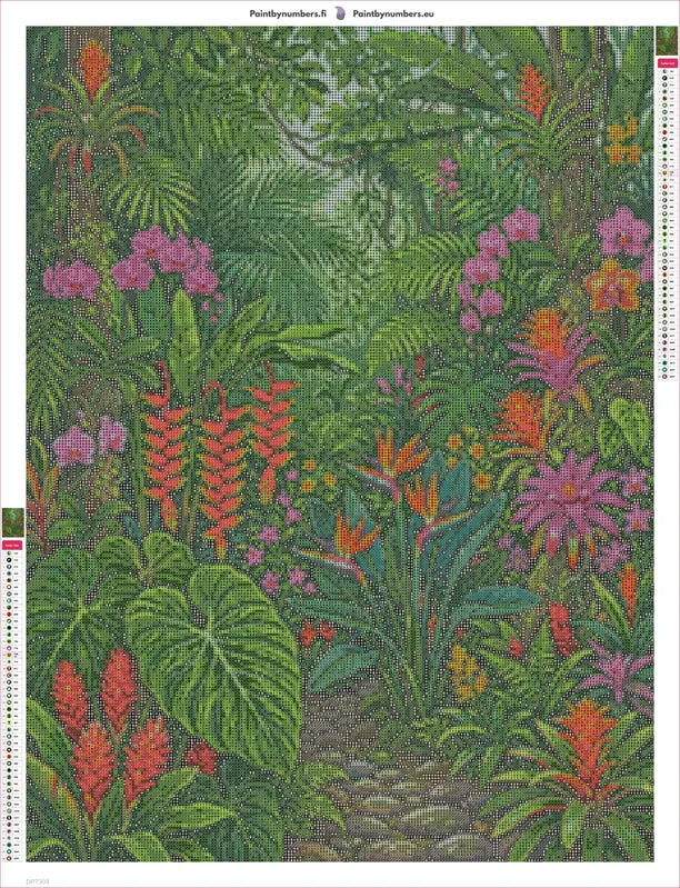 Jungle Path timanttimaalauksen liimapintainen canvas 60x80cm