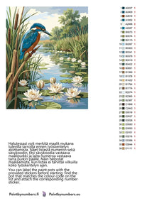 Thumbnail for Värikartta ja ohjeet - Kingfisher and Water Lilies 40x50cm