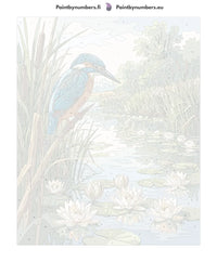 Thumbnail for Numeroitu kangas - Kingfisher and Water Lilies 40x50cm
