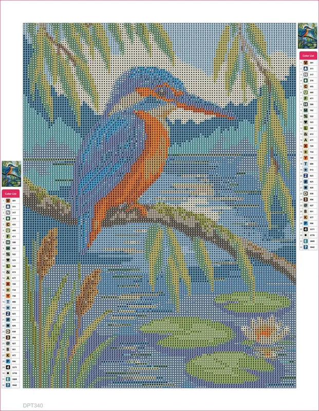 Kingfisher Pond timanttimaalauksen liimapintainen canvas 30x40cm