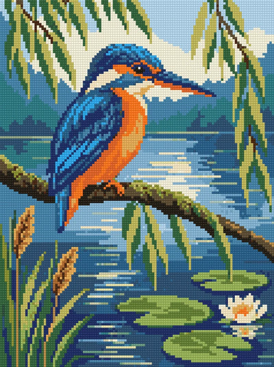 Kingfisher Pond, 30x40 cm timanttimaalaus – lopullisen kuvion esikatselu