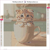 Thumbnail for Kitten in a Cup timanttimaalauksen liimapintainen canvas 30x30cm