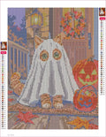 Thumbnail for Kitten in a Ghost Sheet timanttimaalauksen liimapintainen canvas 30x40cm