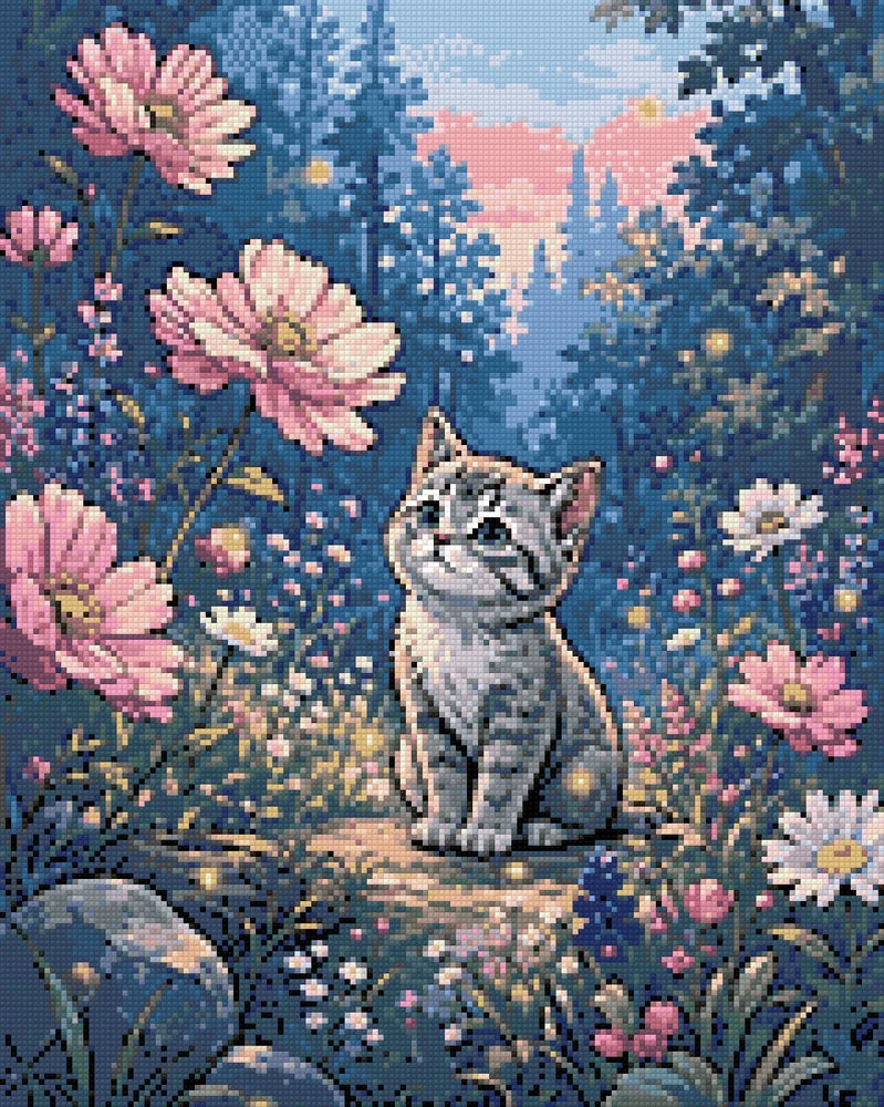 Timanttikuvio - Kitten in Flowers