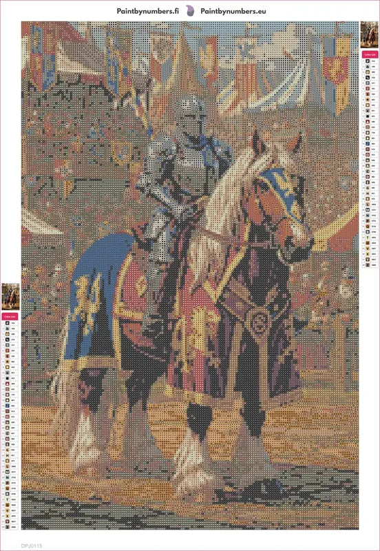 Knight on Horse timanttimaalauksen liimapintainen canvas 40x60cm