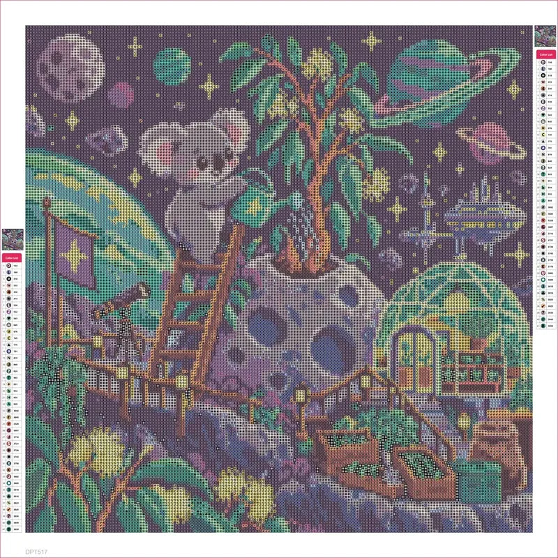 Koala Moon Gardener timanttimaalauksen liimapintainen canvas 50x50cm