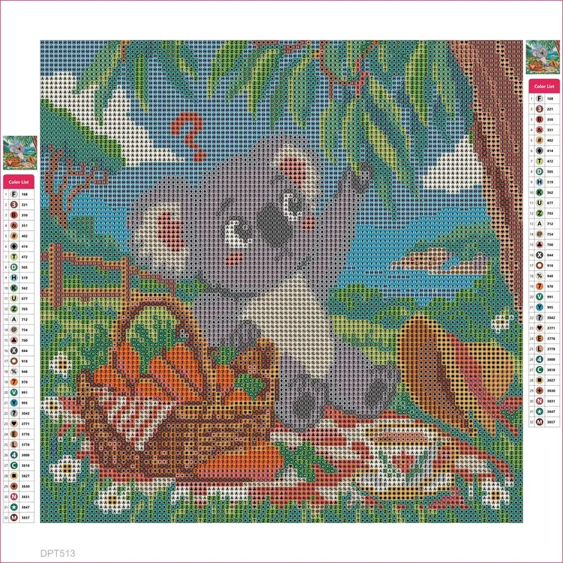 Koala with the Wrong Picnic timanttimaalauksen liimapintainen canvas 30x30cm