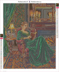 Thumbnail for Lady Reading by Fireplace timanttimaalauksen liimapintainen canvas 40x50cm