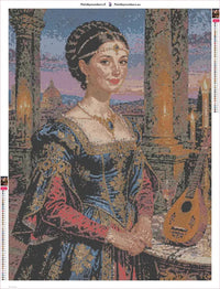 Thumbnail for Lady with Mandolin timanttimaalauksen liimapintainen canvas 60x80cm