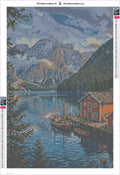 Thumbnail for Lake Boathouse timanttimaalauksen liimapintainen canvas 40x60cm