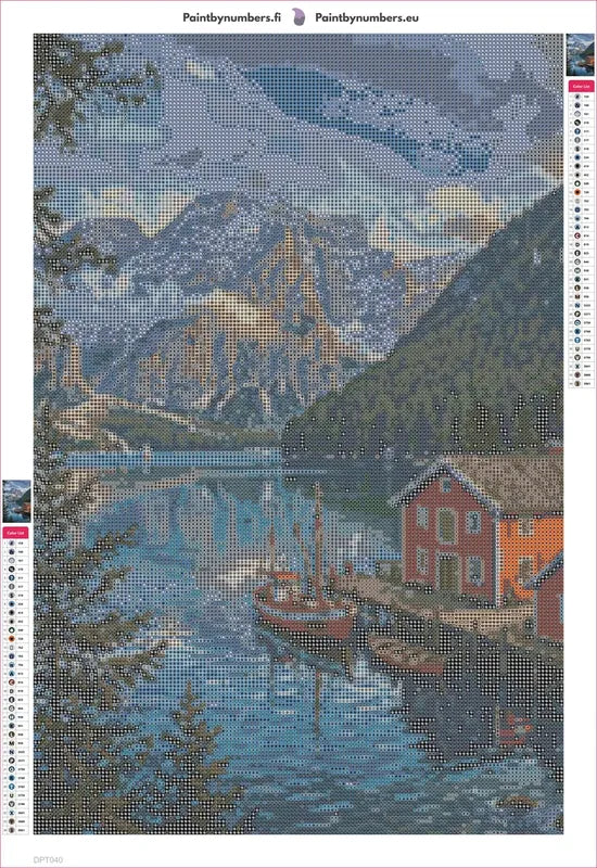 Lake Boathouse timanttimaalauksen liimapintainen canvas 40x60cm
