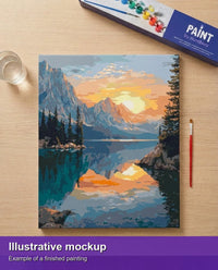 Thumbnail for Valmiin numeromaalauksen havainnekuva - Lake Sunrise Reflections 40x50cm