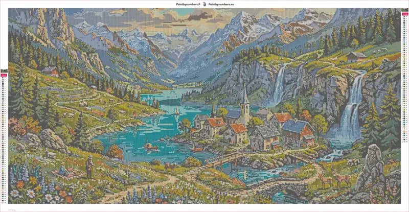 Lakeside Picnic timanttimaalauksen liimapintainen canvas 120x60cm