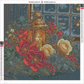 Thumbnail for Lantern and Flowers timanttimaalauksen liimapintainen canvas 50x50cm
