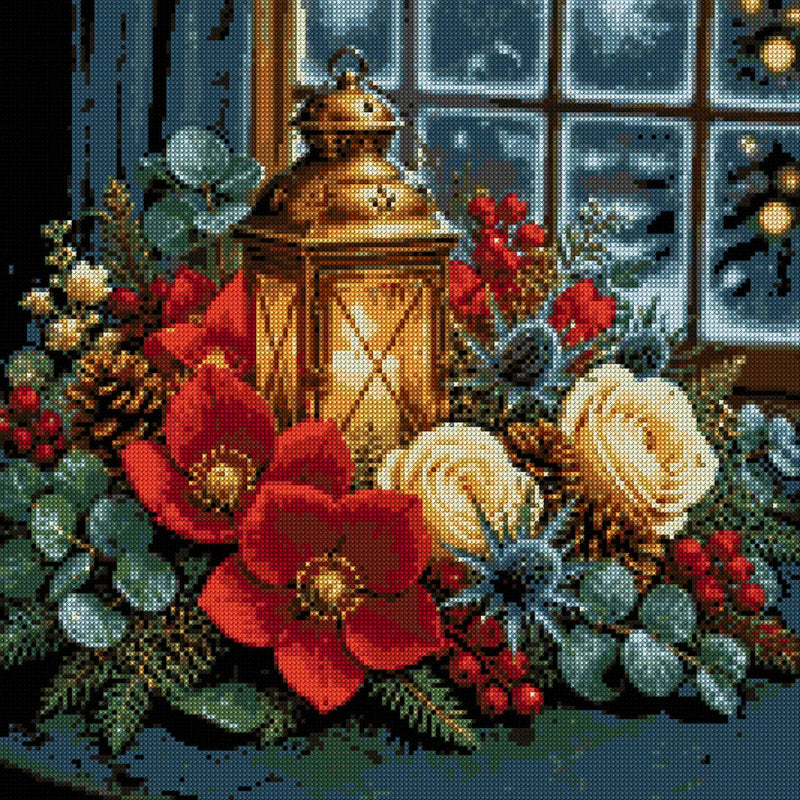 Timanttikuvio - Lantern and Flowers