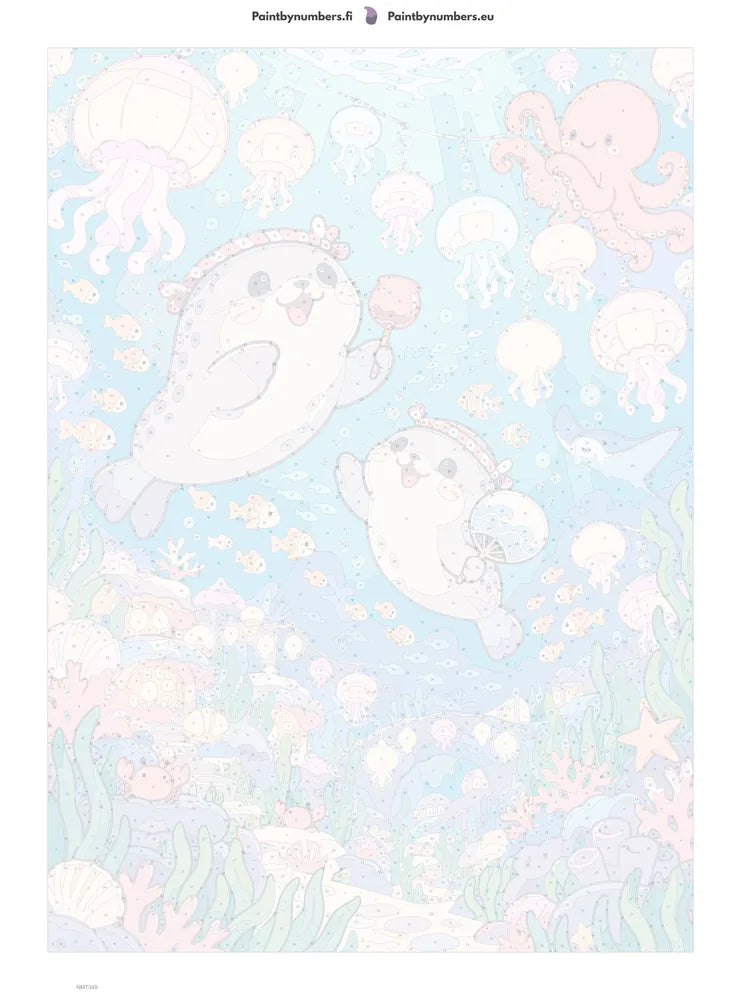 Numeromaalaus: Numeroitu kangas - Lantern Jellyfish Festival 50x70cm