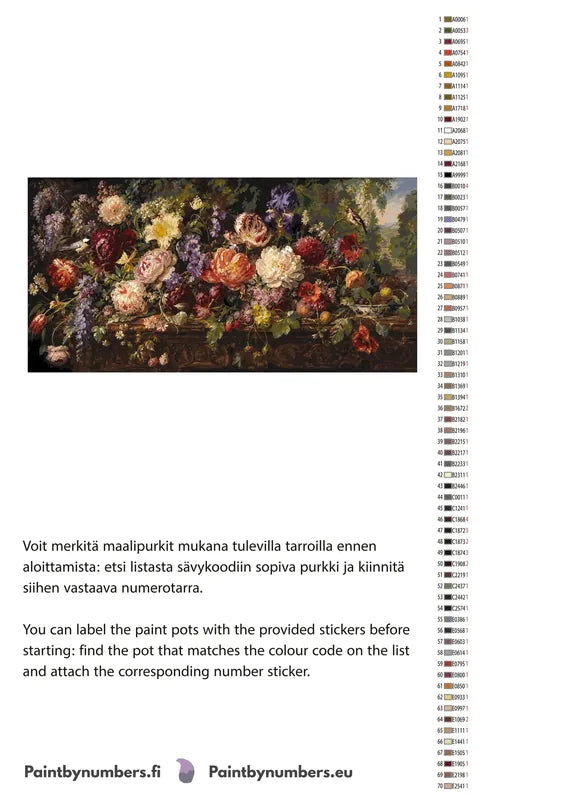 Värikartta ja ohjeet - Large Flower Bouquet Table 120x60cm