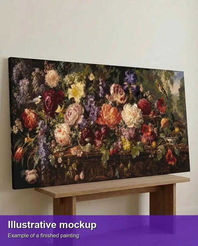 Valmiin numeromaalauksen havainnekuva - Large Flower Bouquet Table 120x60cm