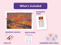 Thumbnail for Lava Unicorn 60x40cm timanttimaalauspaketin sisalto: liimapintainen canvas, varikartta, tyokalut ja timanttipussit