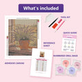Thumbnail for Lavender in Window 40x50cm timanttimaalauspaketin sisalto: liimapintainen canvas, varikartta, tyokalut ja timanttipussit