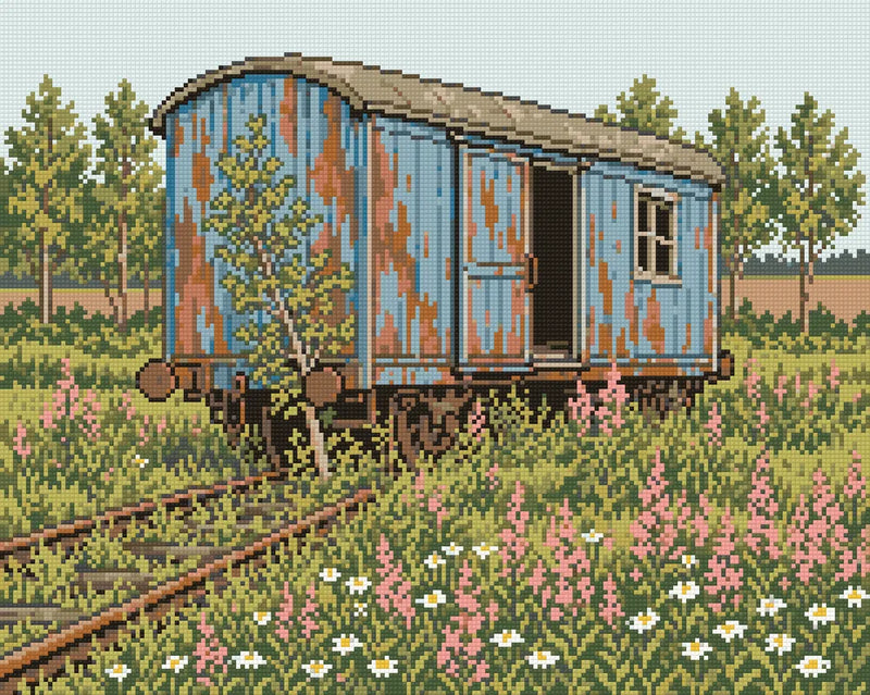 Left on the Siding, 50x40 cm timanttimaalaus – lopullisen kuvion esikatselu