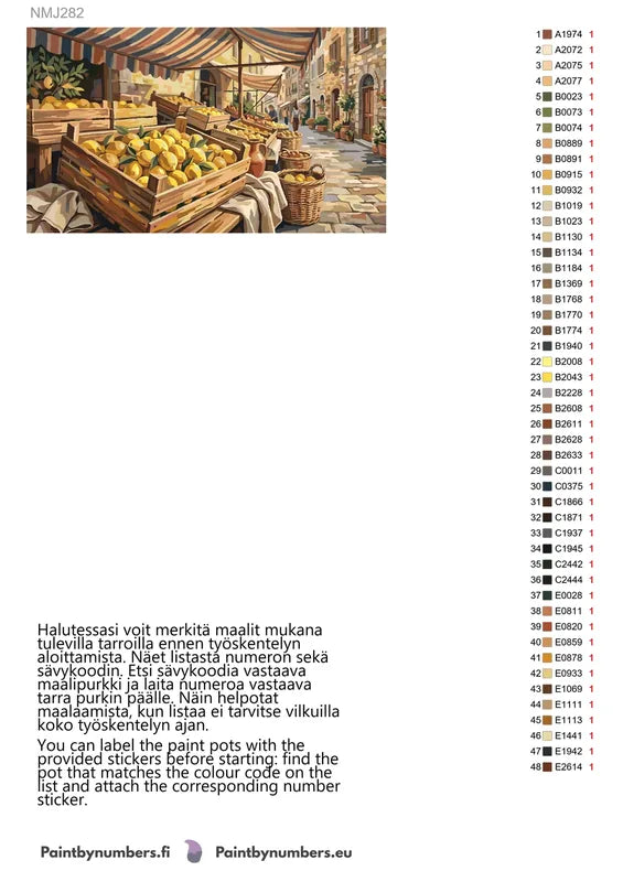 Värikartta ja ohjeet - Lemon Market Street 70x40cm
