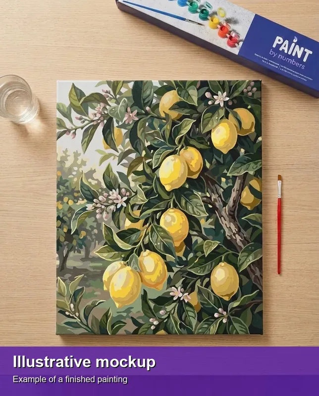 Valmiin numeromaalauksen havainnekuva - Lemon Tree Branches 40x50cm
