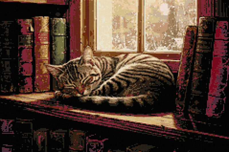 Timanttikuvio - Library Cat