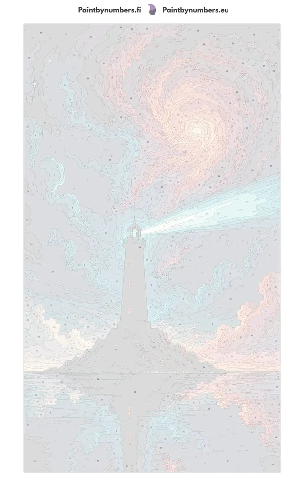 Numeroitu kangas - Lighthouse and Swirling Sky 40x70cm