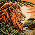 Thumbnail for Lion Profile in Copper Leaves, 40x40 cm timanttimaalaus – lopullisen kuvion esikatselu