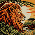 Thumbnail for Lion Profile in Copper Leaves, 40x40 cm timanttimaalaus – koko kuvion esikatselu ilman lähikuvaa