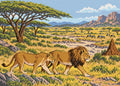 Thumbnail for Lions across the Acacia Plain, 70x50 cm timanttimaalaus – lopullisen kuvion esikatselu