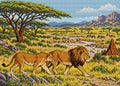 Thumbnail for Lions across the Acacia Plain, 70x50 cm timanttimaalaus – koko kuvion esikatselu ilman lähikuvaa
