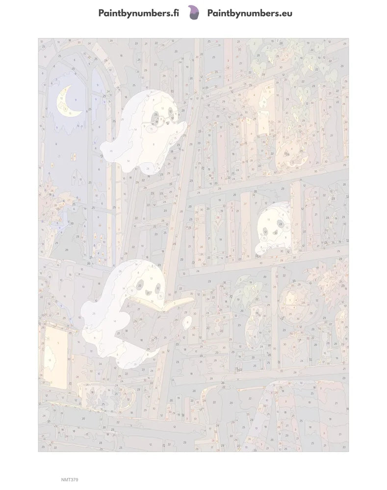 Numeromaalaus: Numeroitu kangas - Little Ghosts in the Library 30x40cm