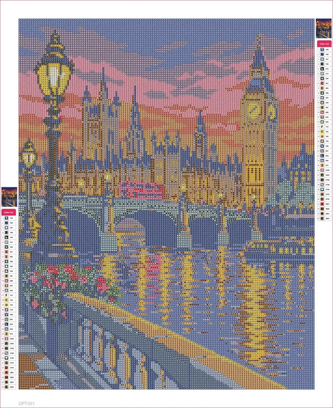 London River Lights timanttimaalauksen liimapintainen canvas 40x50cm