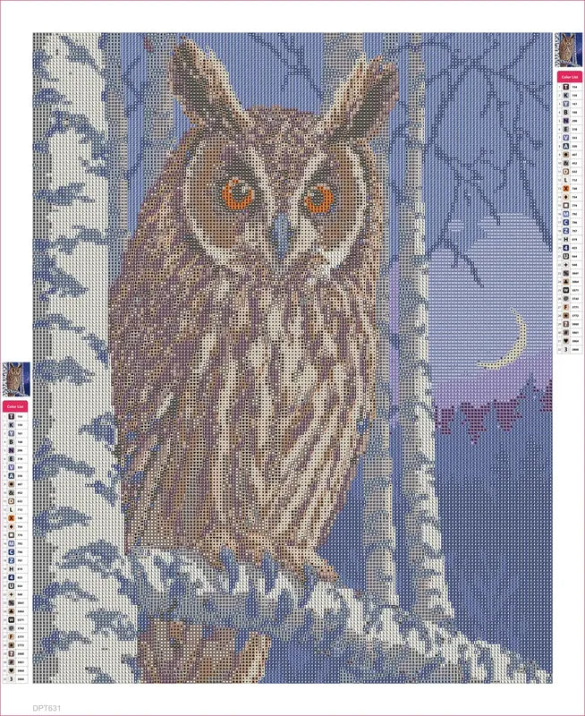 Long-eared Owl in Birch Twilight timanttimaalauksen liimapintainen canvas 40x50cm