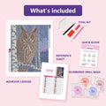 Thumbnail for Long-eared Owl in Birch Twilight 40x50cm timanttimaalauspaketin sisältö: liimapintainen canvas, värikartta, työkalut ja timanttipussit