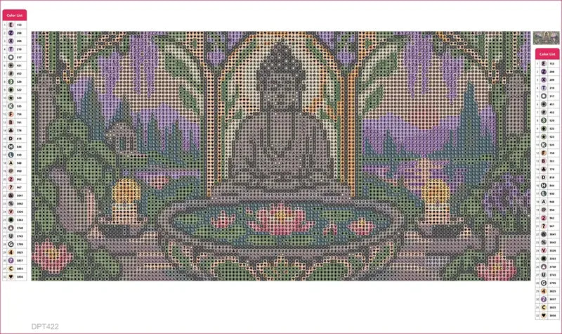 Lotus Basin Stillness timanttimaalauksen liimapintainen canvas 40x20cm
