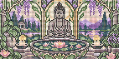 Lotus Basin Stillness, 40x20 cm timanttimaalaus – lopullisen kuvion esikatselu