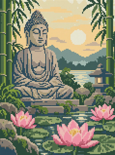 Lotus Stillness, 30x40 cm timanttimaalaus – lopullisen kuvion esikatselu