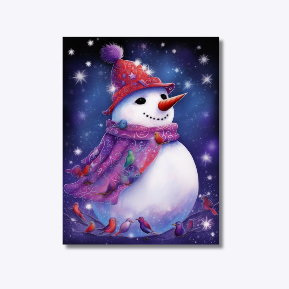 Glittering Snowman 40x60cm - Timanttimaalaus