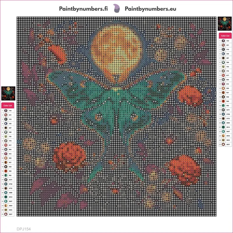 Luna Moth Full Moon timanttimaalauksen liimapintainen canvas 30x30cm