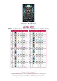 Thumbnail for Lunar Owl timanttimaalauksen värikartta – 29 DMC-väriä