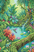 Thumbnail for Lush Jungle Pond Wildlife, 40x60 cm timanttimaalaus – lopullisen kuvion esikatselu