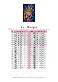 Thumbnail for Lynx Starlight timanttimaalauksen värikartta – 36 DMC-väriä